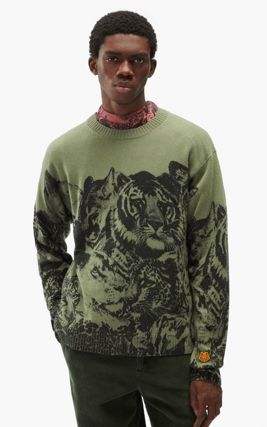 Kenzo Wildtigers loose wool Kazak Erkek Açık Yeşil | 8042-UVQCT